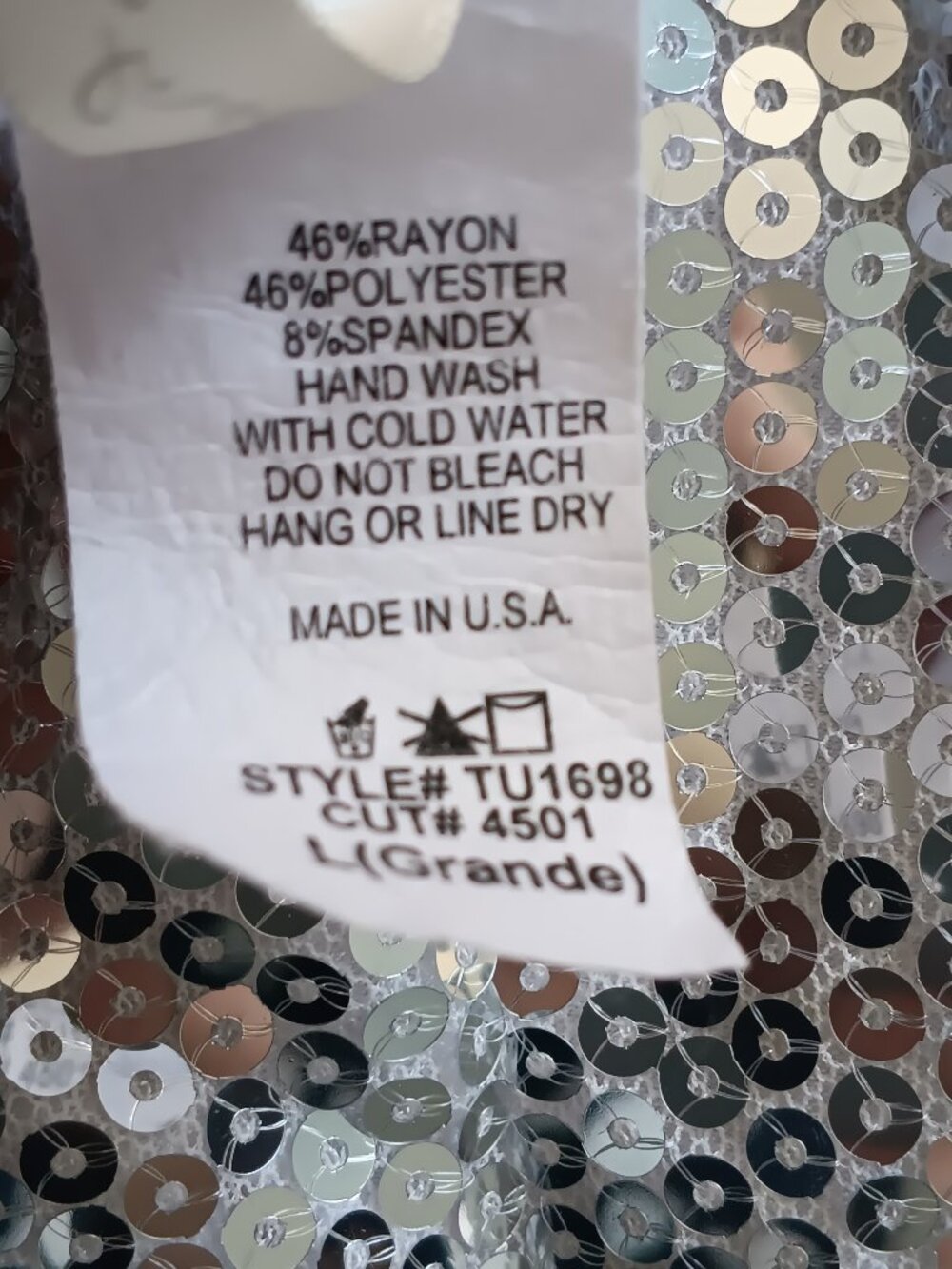 My Wish List Silver Sequin White Scoop Neck Knotted Racerback Long Y2K Top  L - Picture 6 of 6